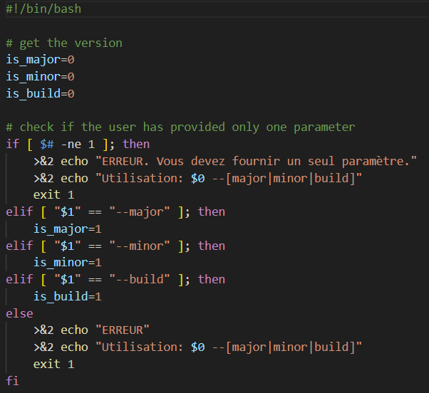 Extrait du script bash