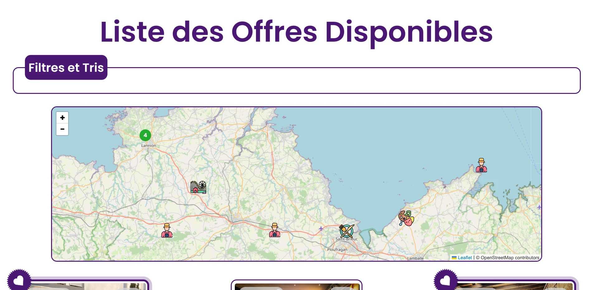 Extrait de la page des offres